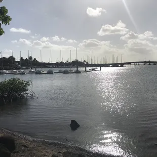 View of the marina and Ford Island Bridge
