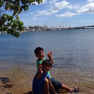 Kids enjoying the Harbor shorelines...