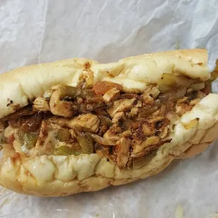 "Chicken philly"- onions, bell peppers, mushrooms &amp; mozzarella cheese