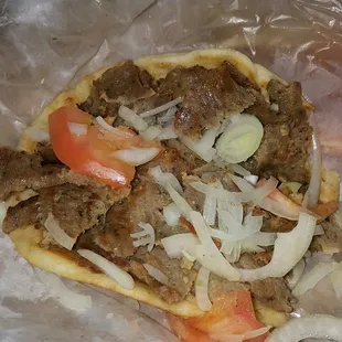 "Gyro w/onions &amp; tomatoes"