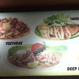 tacos, menu