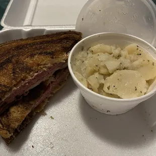 Big Helga (Classic Reuben) with Helga's Potato Salad.