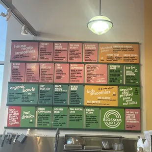 Smoothie menu