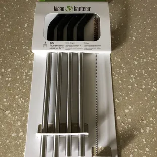 Steel straws with straw cleaner.