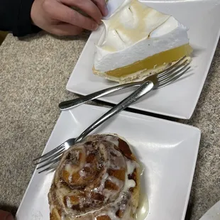 Cinnamon roll, lemon meringue pie