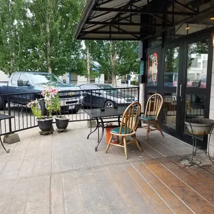 Outdoor seating area off the lounge.