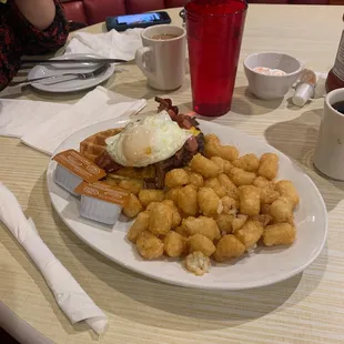 Breakfast Burger on a waffle!