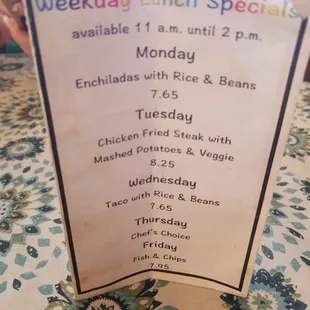 menu