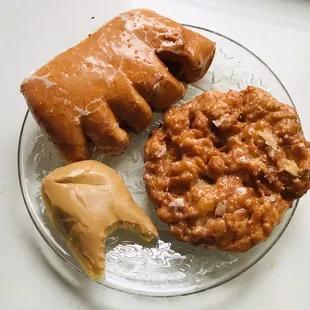 Maple bar, bear-claw &amp; Apple fritter