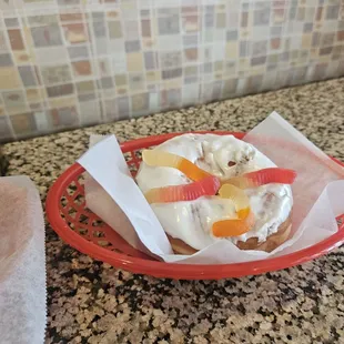 Gunny worm donut after my daughter ate 2 worms.