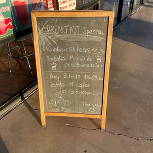 Breakfast menu