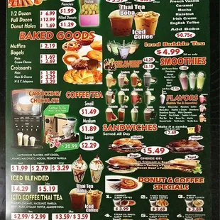 Take home menu, side two.