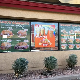 North side of business. This way to the drive through.