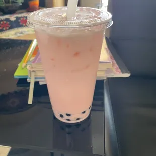 Strawberry boba tea