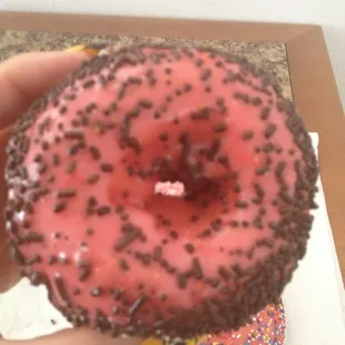 The frosting on the sprinkled donuts is pretty good.