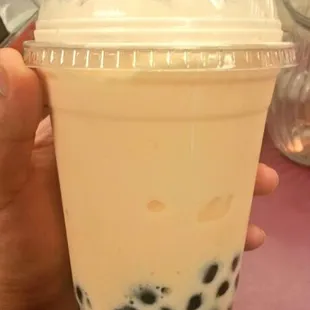 Peaches and Cream snow blended with boba