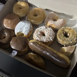 a variety of donuts in a box