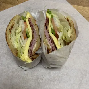 two halves of a sandwich