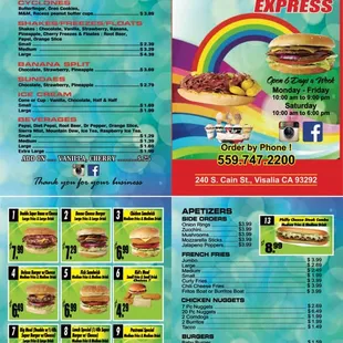menu and prices