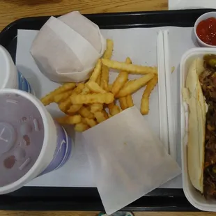 Philly Cheese Steak Sandwich Combo and Deluxe Burger