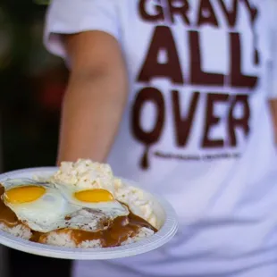 Turns out I was wearing my GRAVY ALL OVER shirt so I had to get a pic with my loco moco!