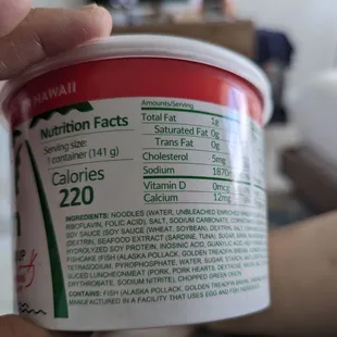 Saimin nutrition facts