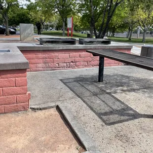 Two grills, buffet table and sink