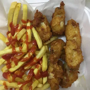 Chicken wings and fries
