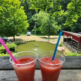 two glasses of watermelon juice