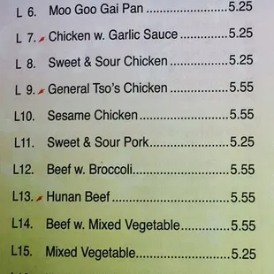 Menu pics