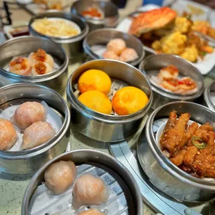 a table full of food items