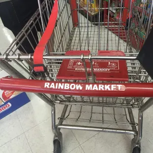 a shopping cart in a grocery store