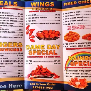 a menu for a restaurant