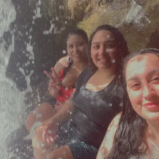 Behind the waterfall at rainbow pools