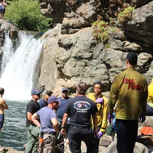 Cal Fire rescuing someone at Rainbow Pool