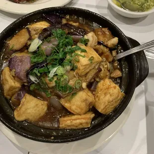 fried tofu with eggplant and salted fish