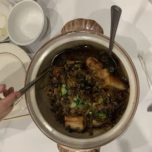 Preserved vegetables with pork belly