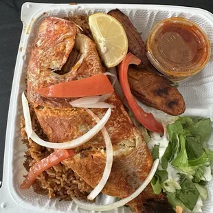 Red Snapper (Baked) with Jollof Rice (Side Order)