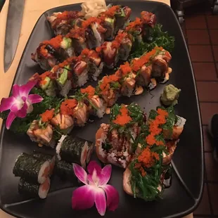 a plate of sushi