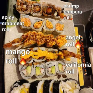 Hawaii roll wasn't that great. Mango and angel rolls were the best ones on this spread.