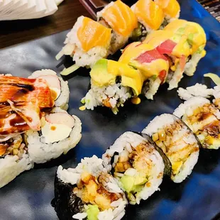 a variety of sushi on a plate