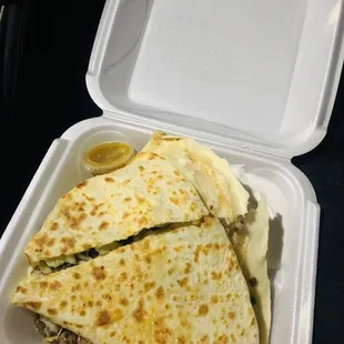 Steak quesadillas and chicken quesadillas