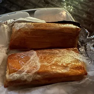 Pork Tamales - I ordered 2. They come singular for $2 each on Grubhub.