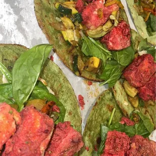 Rainbow and Velvet spinach tofu wrap