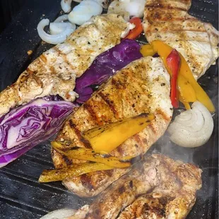 Rainbow grilled chicken platter
