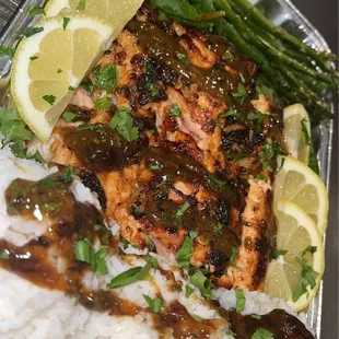 Honey glaze blackened salmon catering Platter