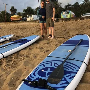 Ready for our first lesson on paddle boarding.