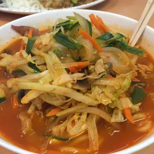 Spicy noodle soup. So delicious!!!