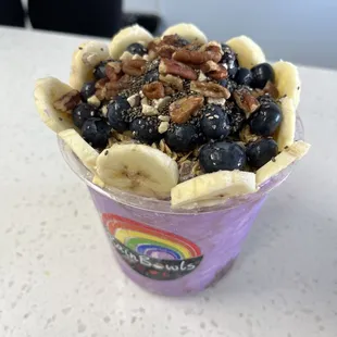 Create your own Half ube half açaí base w/ different toppings
