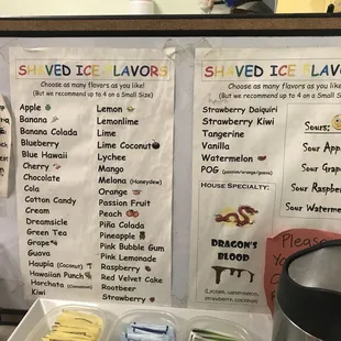 Shave ice flavours galore!